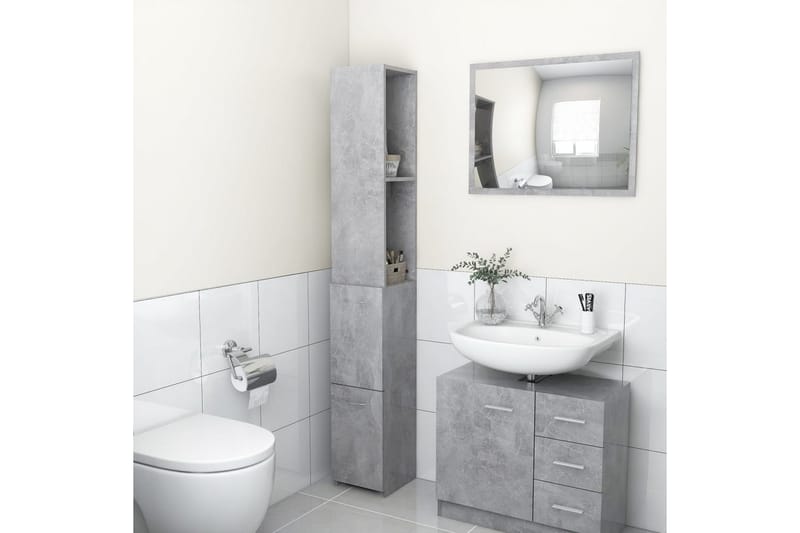 badeværelsesskab 25x25x170 cm spånplade betongrå - Grå - Vasketøjsskab - Vægskabe & højskabe - Badeværelsesskab