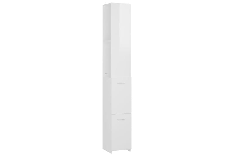 badeværelsesskab 25x25x170 cm spånplade hvid højglans - Hvid - Vægskabe & højskabe - Badeværelsesskab