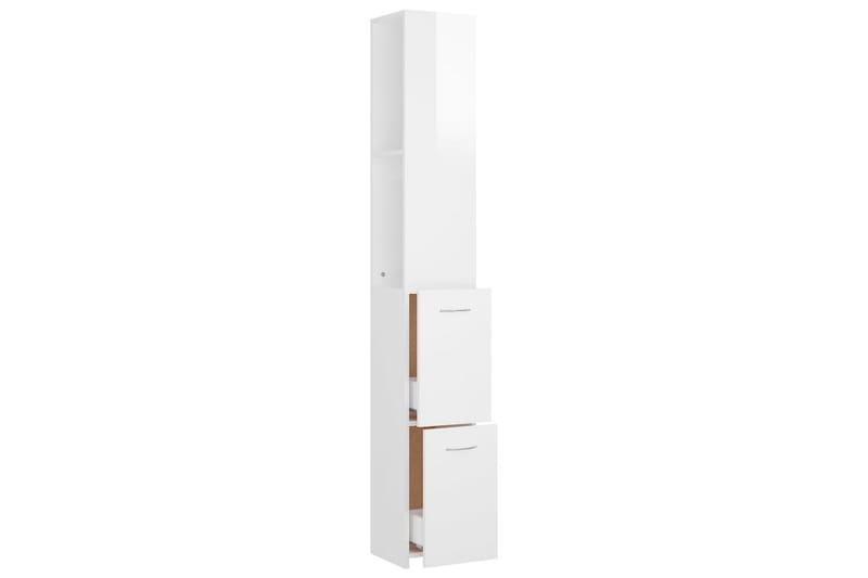 badeværelsesskab 25x25x170 cm spånplade hvid højglans - Hvid - Hus & renovering - Køkken & bad - Badeværelse - Badeværelsesmøbler - Vægskabe & højskabe
