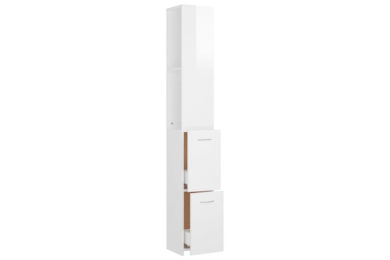 badeværelsesskab 25x25x170 cm spånplade hvid højglans - Hvid - Vægskabe & højskabe - Badeværelsesskab