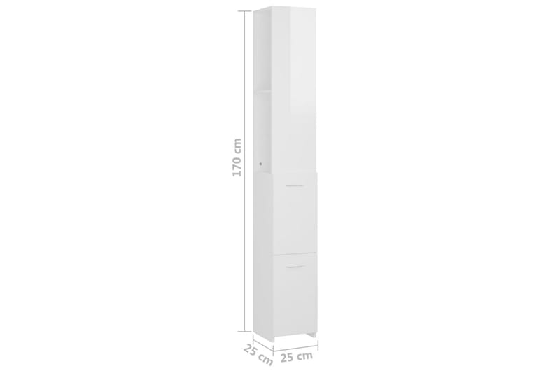 badeværelsesskab 25x25x170 cm spånplade hvid højglans - Hvid - Hus & renovering - Køkken & bad - Badeværelse - Badeværelsesmøbler - Vægskabe & højskabe