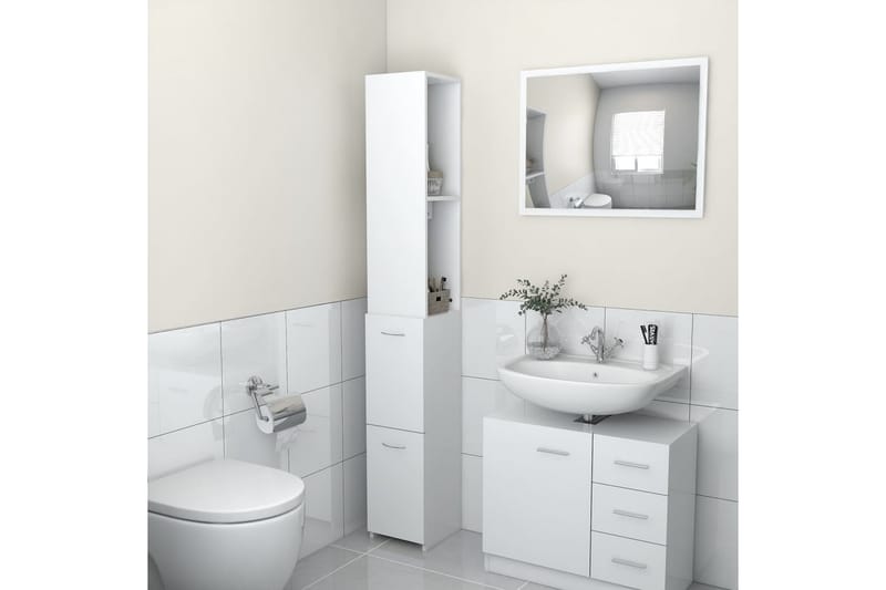 badeværelsesskab 25x25x170 cm spånplade hvid - Hvid - Vægskabe & højskabe - Badeværelsesskab