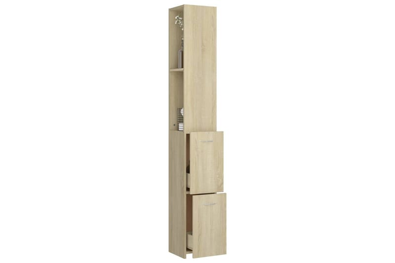 badeværelsesskab 25x25x170 cm spånplade sonoma-eg - Brun - Hus & renovering - Køkken & bad - Badeværelse - Badeværelsesmøbler - Vægskabe & højskabe