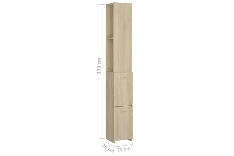 badeværelsesskab 25x25x170 cm spånplade sonoma-eg - Brun - Hus & renovering - Køkken & bad - Badeværelse - Badeværelsesmøbler - Vægskabe & højskabe
