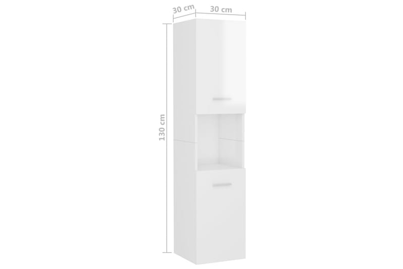 badeværelsesskab 30x30x130 cm spånplade hvid højglans - Hvid - Vasketøjsskab - Vægskabe & højskabe - Badeværelsesskab