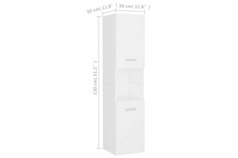 badeværelsesskab 30x30x130 cm spånplade hvid - Hvid - Hus & renovering - Køkken & bad - Badeværelse - Badeværelsesmøbler - Vægskabe & højskabe