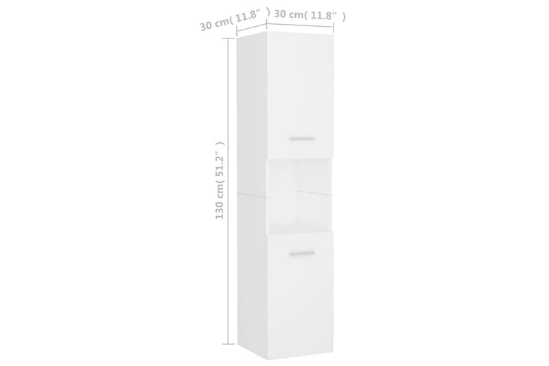 badeværelsesskab 30x30x130 cm spånplade hvid - Hvid - Vasketøjsskab - Vægskabe & højskabe - Badeværelsesskab