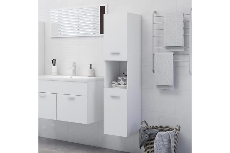 badeværelsesskab 30x30x130 cm spånplade hvid - Hvid - Hus & renovering - Køkken & bad - Badeværelse - Badeværelsesmøbler - Vægskabe & højskabe