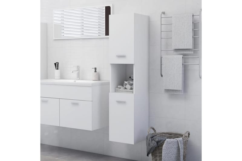 badeværelsesskab 30x30x130 cm spånplade hvid - Hvid - Vasketøjsskab - Vægskabe & højskabe - Badeværelsesskab
