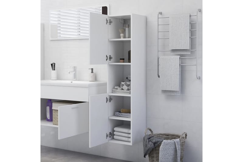 badeværelsesskab 30x30x130 cm spånplade hvid - Hvid - Hus & renovering - Køkken & bad - Badeværelse - Badeværelsesmøbler - Vægskabe & højskabe