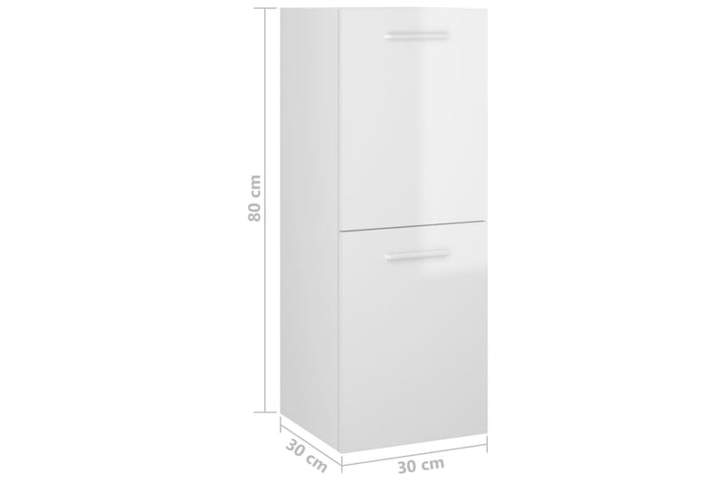 badeværelsesskab 30x30x80 cm spånplade hvid højglans - Hvid - Hus & renovering - Køkken & bad - Badeværelse - Badeværelsesmøbler - Vægskabe & højskabe