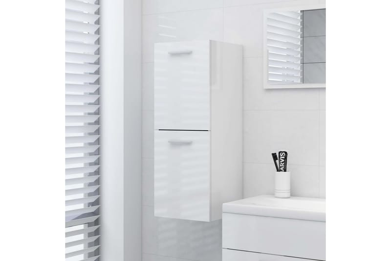 badeværelsesskab 30x30x80 cm spånplade hvid højglans - Hvid - Hus & renovering - Køkken & bad - Badeværelse - Badeværelsesmøbler - Vægskabe & højskabe