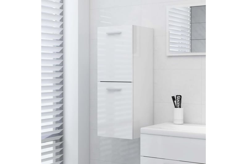 badeværelsesskab 30x30x80 cm spånplade hvid højglans - Hvid - Badeværelsesskab - Vasketøjsskab - Vægskabe & højskabe