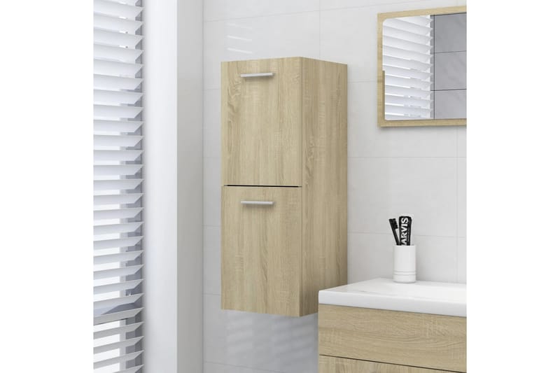 badeværelsesskab 30x30x80 cm spånplade sonoma-eg - Brun - Vasketøjsskab - Vægskabe & højskabe - Badeværelsesskab