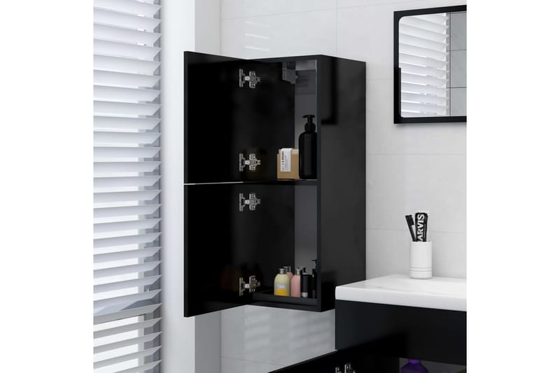 badeværelsesskab 30x30x80 cm spånplade sort - Sort - Vasketøjsskab - Vægskabe & højskabe - Badeværelsesskab