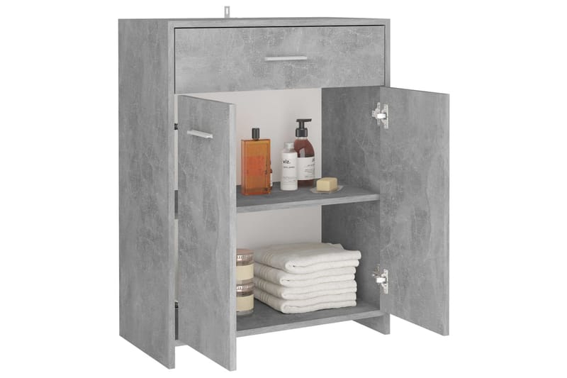 badeværelsesskab 60x33x80 cm spånplade betongrå - Grå - Vasketøjsskab - Vægskabe & højskabe - Badeværelsesskab