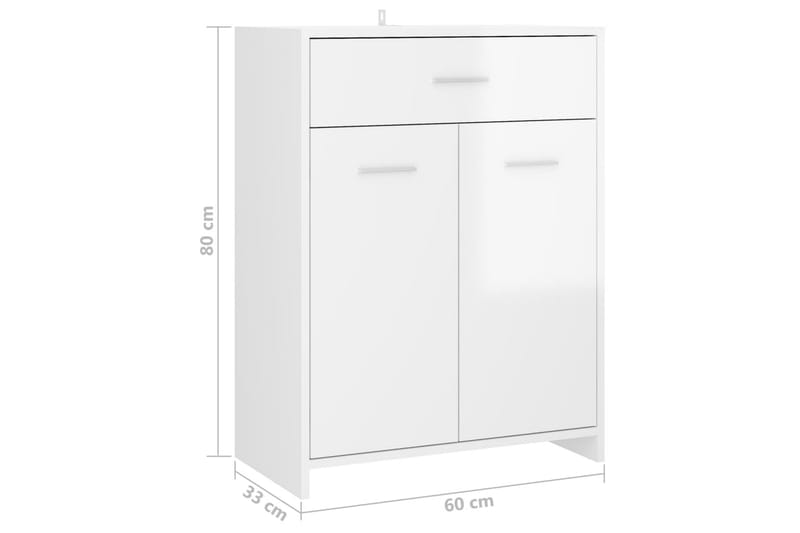 badeværelsesskab 60x33x80 cm spånplade hvid højglans - Hvid - Vasketøjsskab - Vægskabe & højskabe - Badeværelsesskab