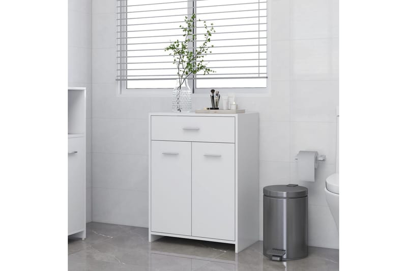 badeværelsesskab 60x33x80 cm spånplade hvid - Hvid - Vasketøjsskab - Vægskabe & højskabe - Badeværelsesskab