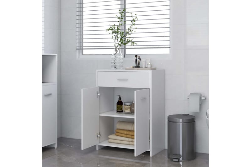 badeværelsesskab 60x33x80 cm spånplade hvid - Hvid - Hus & renovering - Køkken & bad - Badeværelse - Badeværelsesmøbler - Vægskabe & højskabe