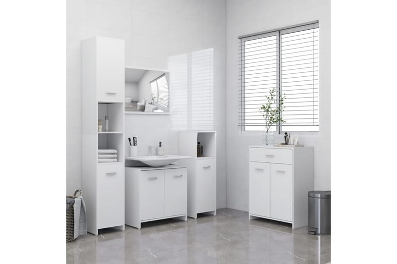 badeværelsesskab 60x33x80 cm spånplade hvid - Hvid - Vasketøjsskab - Vægskabe & højskabe - Badeværelsesskab