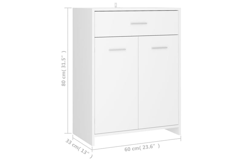 badeværelsesskab 60x33x80 cm spånplade hvid - Hvid - Hus & renovering - Køkken & bad - Badeværelse - Badeværelsesmøbler - Vægskabe & højskabe