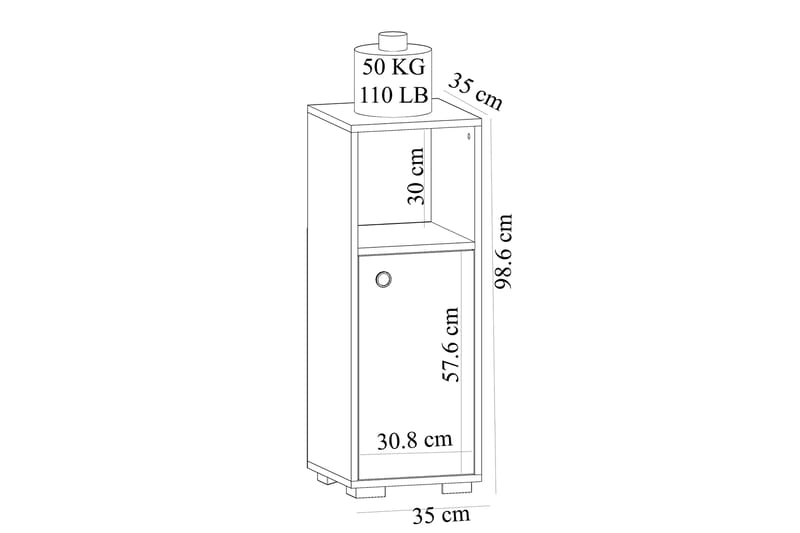 Osmanbay Badeværelsesskab 35x35 cm - Sort/Lys Natur - Hus & renovering - Køkken & bad - Badeværelse - Badeværelsesmøbler - Vægskabe & højskabe