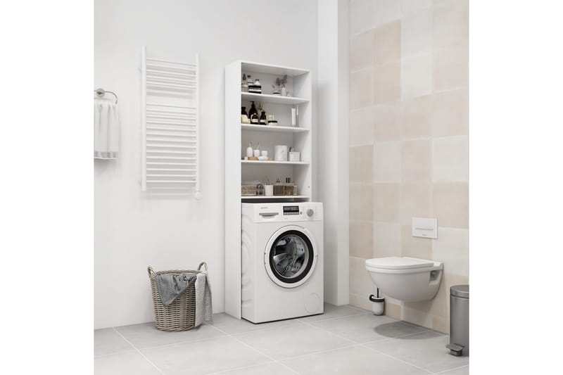 vaskemaskineskab 64x24x190 cm hvid - Vasketøjsskab - Vægskabe & højskabe - Badeværelsesskab