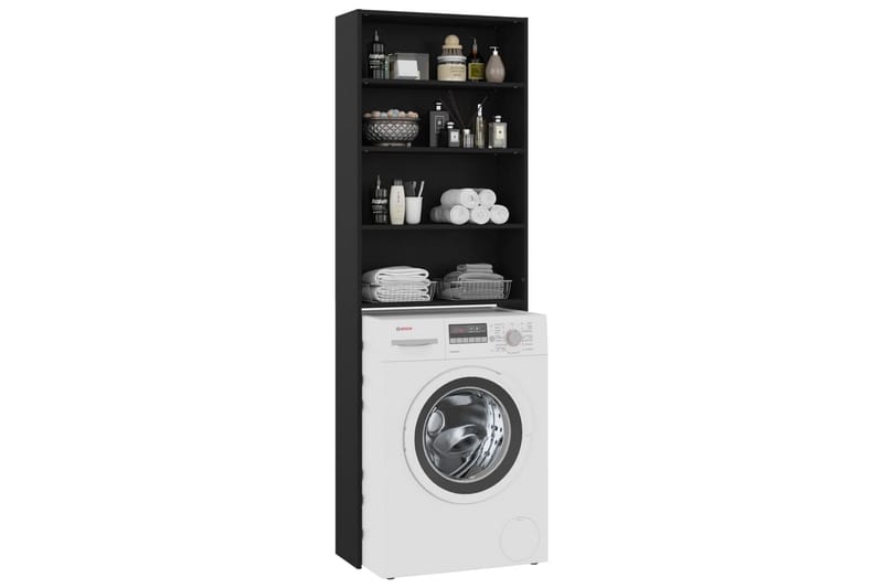 vaskemaskineskab 64x24x190 cm sort - Vasketøjsskab - Vægskabe & højskabe - Badeværelsesskab