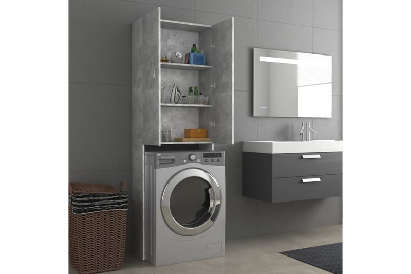 vaskemaskineskab 64x25,5x190 cm betongrå - Vasketøjsskab - Vægskabe & højskabe - Badeværelsesskab