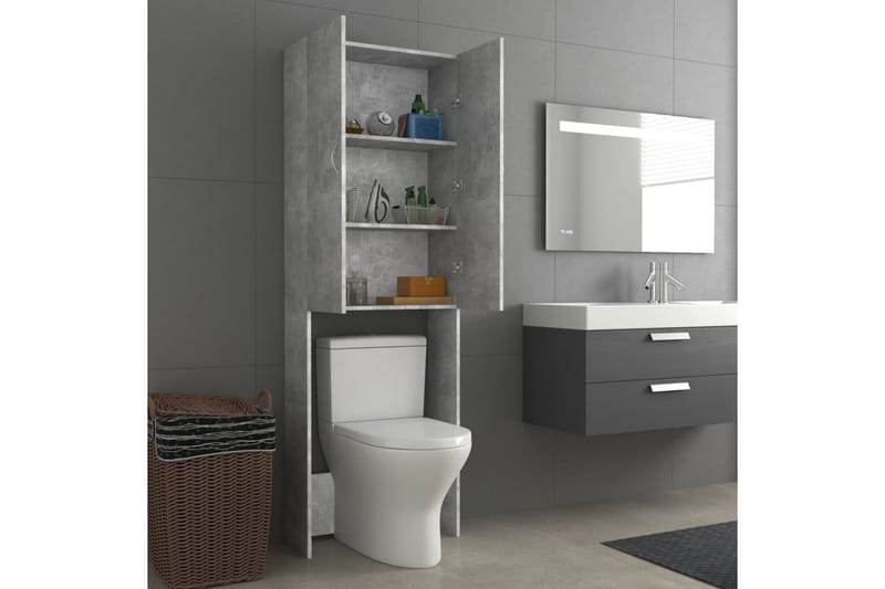 vaskemaskineskab 64x25,5x190 cm betongrå - Vasketøjsskab - Vægskabe & højskabe - Badeværelsesskab