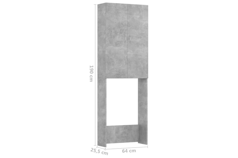 vaskemaskineskab 64x25,5x190 cm betongrå - Hus & renovering - Køkken & bad - Badeværelse - Badeværelsesmøbler - Vægskabe & højskabe