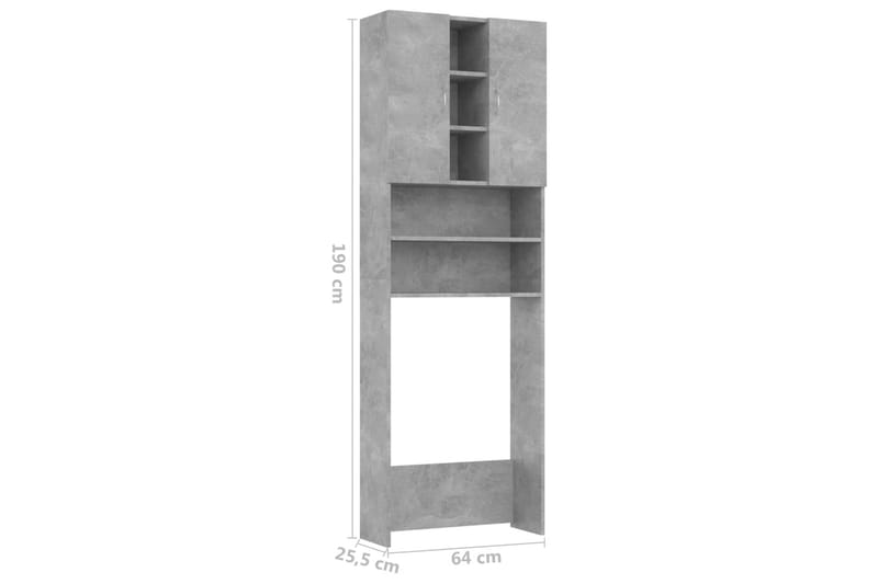 vaskemaskineskab 64x25,5x190 cm betongrå - Hus & renovering - Køkken & bad - Badeværelse - Badeværelsesmøbler - Vægskabe & højskabe