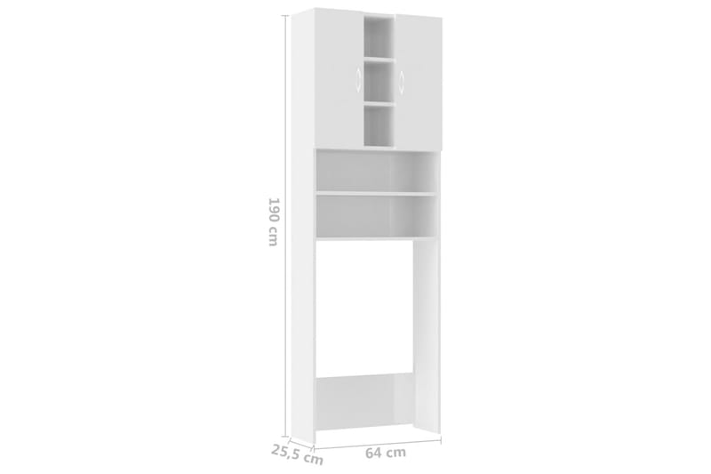 vaskemaskineskab 64x25,5x190 cm hvid højglans - Hus & renovering - Køkken & bad - Badeværelse - Badeværelsesmøbler - Vægskabe & højskabe