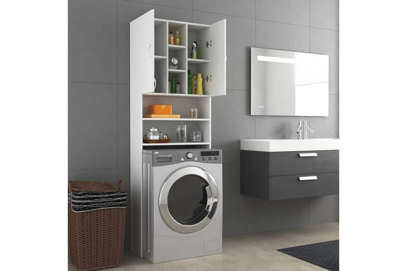 vaskemaskineskab 64x25,5x190 cm hvid - Vasketøjsskab - Vægskabe & højskabe - Badeværelsesskab