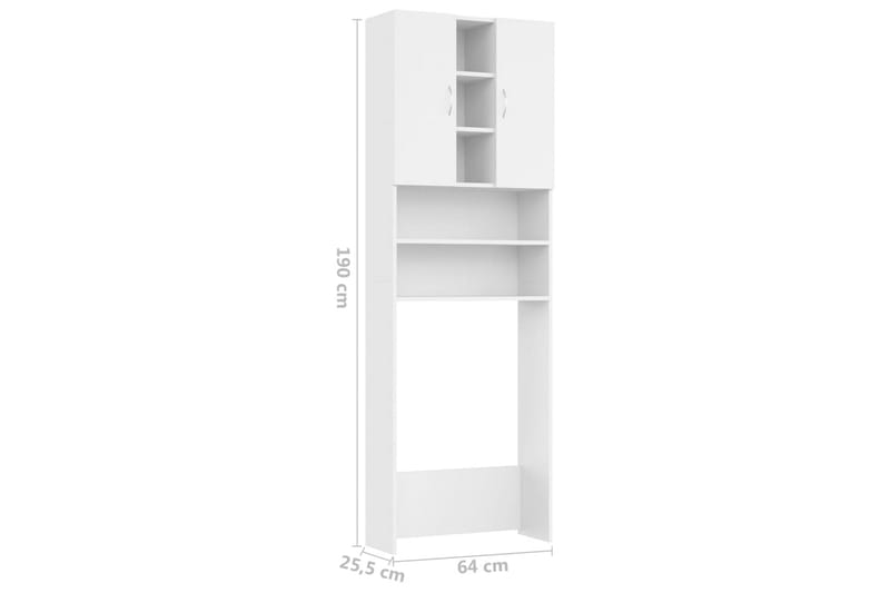 vaskemaskineskab 64x25,5x190 cm hvid - Hus & renovering - Køkken & bad - Badeværelse - Badeværelsesmøbler - Vægskabe & højskabe