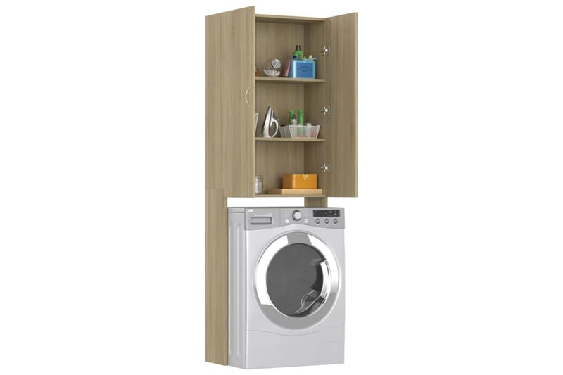 vaskemaskineskab 64x25,5x190 cm sonoma-eg - Hus & renovering - Køkken & bad - Badeværelse - Badeværelsesmøbler - Vægskabe & højskabe