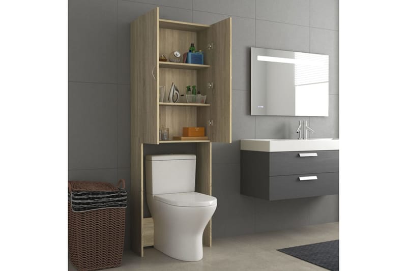 vaskemaskineskab 64x25,5x190 cm sonoma-eg - Hus & renovering - Køkken & bad - Badeværelse - Badeværelsesmøbler - Vægskabe & højskabe