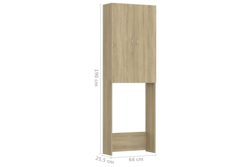 vaskemaskineskab 64x25,5x190 cm sonoma-eg - Hus & renovering - Køkken & bad - Badeværelse - Badeværelsesmøbler - Vægskabe & højskabe