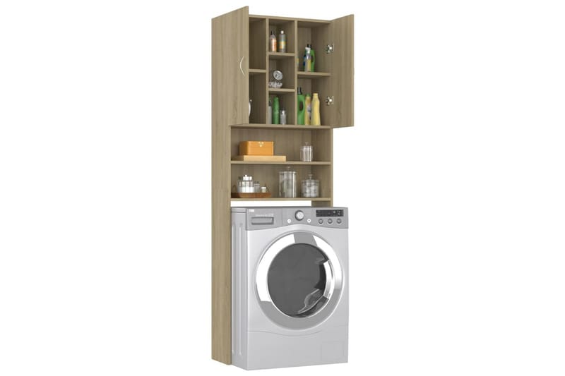 vaskemaskineskab 64x25,5x190 cm sonoma-eg - Hus & renovering - Køkken & bad - Badeværelse - Badeværelsesmøbler - Vægskabe & højskabe