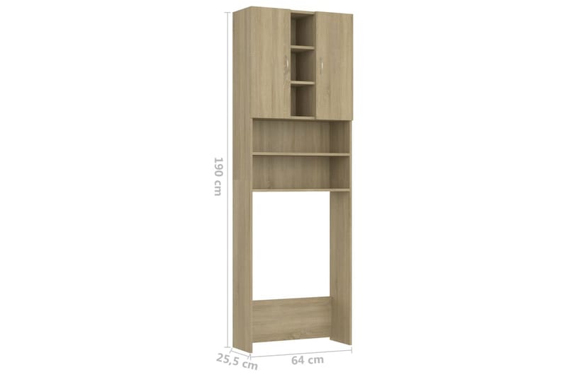 vaskemaskineskab 64x25,5x190 cm sonoma-eg - Hus & renovering - Køkken & bad - Badeværelse - Badeværelsesmøbler - Vægskabe & højskabe