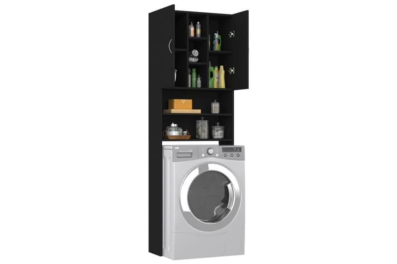 vaskemaskineskab 64x25,5x190 cm sort - Badeværelsesskab - Vasketøjsskab - Vægskabe & højskabe