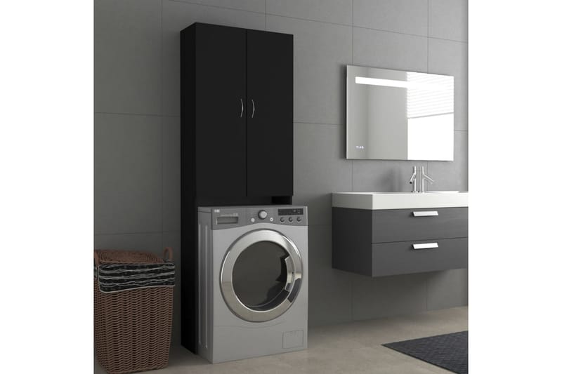 vaskemaskineskab 64x25,5x190 cm sort - Vasketøjsskab - Vægskabe & højskabe - Badeværelsesskab