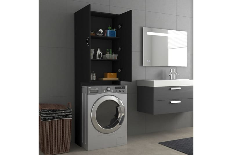 vaskemaskineskab 64x25,5x190 cm sort - Hus & renovering - Køkken & bad - Badeværelse - Badeværelsesmøbler - Vægskabe & højskabe
