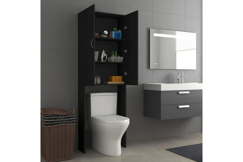 vaskemaskineskab 64x25,5x190 cm sort - Hus & renovering - Køkken & bad - Badeværelse - Badeværelsesmøbler - Vægskabe & højskabe