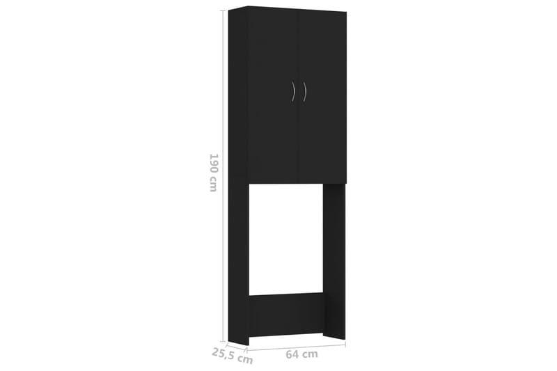 vaskemaskineskab 64x25,5x190 cm sort - Hus & renovering - Køkken & bad - Badeværelse - Badeværelsesmøbler - Vægskabe & højskabe