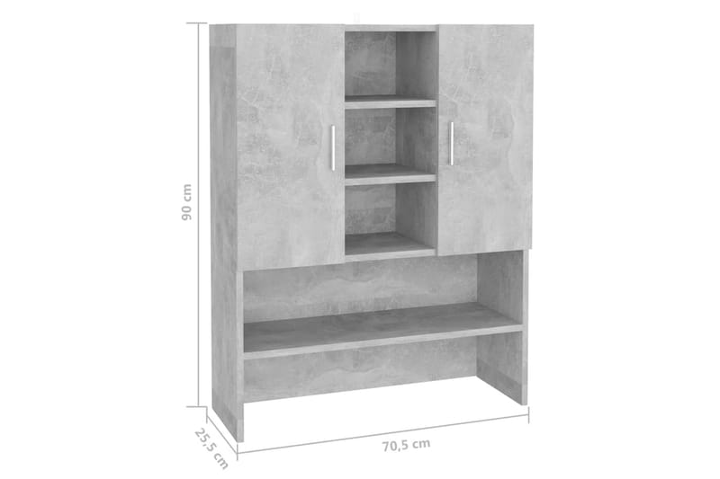 vaskemaskineskab 70,5x25,5x90 cm betongrå - Vasketøjsskab - Vægskabe & højskabe - Badeværelsesskab