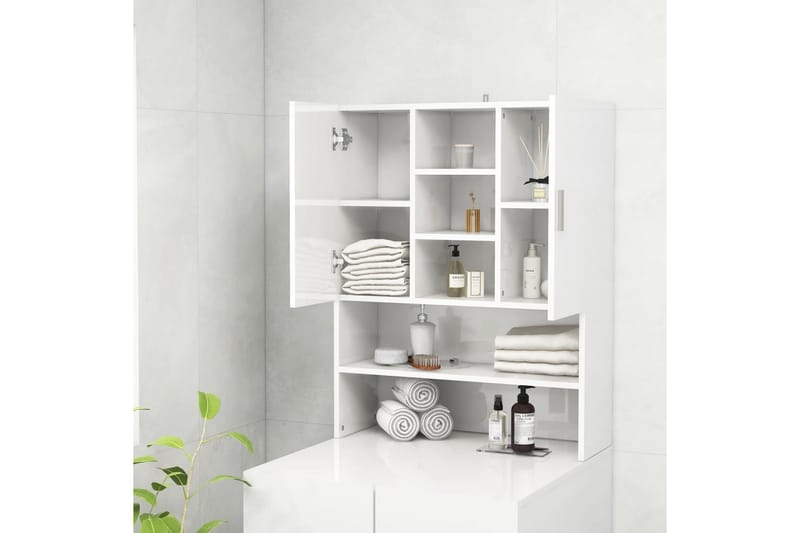 vaskemaskineskab 70,5x25,5x90 cm hvid højglans - Hus & renovering - Køkken & bad - Badeværelse - Badeværelsesmøbler - Vægskabe & højskabe