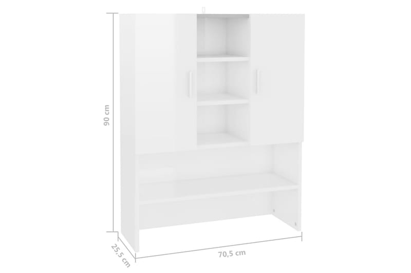 vaskemaskineskab 70,5x25,5x90 cm hvid højglans - Hus & renovering - Køkken & bad - Badeværelse - Badeværelsesmøbler - Vægskabe & højskabe