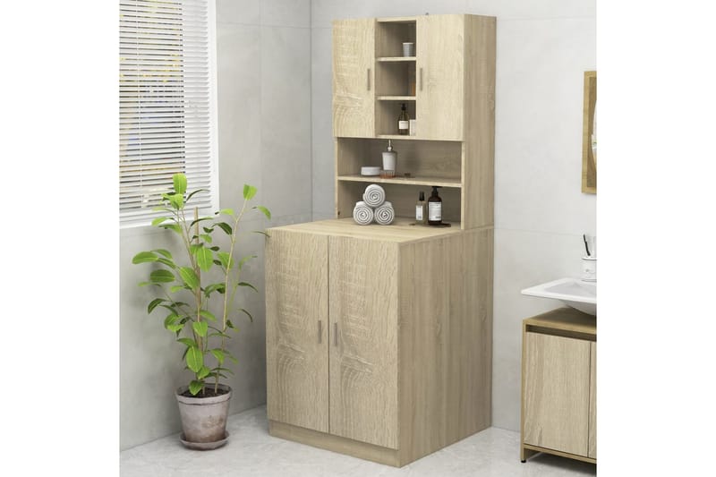 vaskemaskineskab 70,5x25,5x90 cm sonoma-eg - Hus & renovering - Køkken & bad - Badeværelse - Badeværelsesmøbler - Vægskabe & højskabe