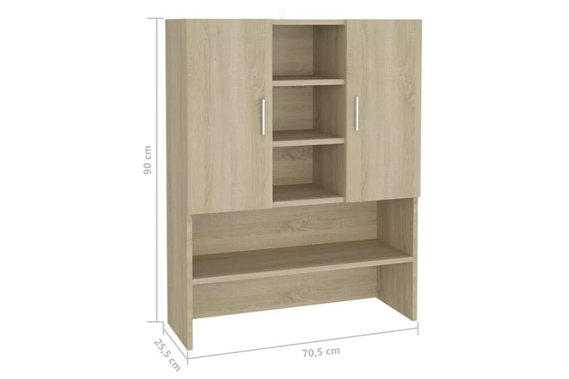 vaskemaskineskab 70,5x25,5x90 cm sonoma-eg - Hus & renovering - Køkken & bad - Badeværelse - Badeværelsesmøbler - Vægskabe & højskabe